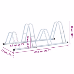 vidaXL Bicycle Stand for 4 Bikes Floor Freestanding Indoor Galvanised Steel - Additional view 7