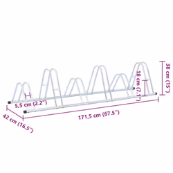 vidaXL Bicycle Stand for 6 Bikes Floor Freestanding Indoor Galvanised Steel - Additional view 7