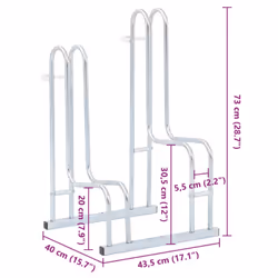 vidaXL Bicycle Stand for 2 Bikes Floor Freestanding Indoor Galvanised Steel - Additional view 7