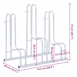 vidaXL Bicycle Stand for 3 Bikes Floor Freestanding Indoor Galvanised Steel - Additional view 3