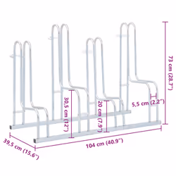 vidaXL Bicycle Stand for 4 Bikes Floor Freestanding Indoor Galvanised Steel - Additional view 7