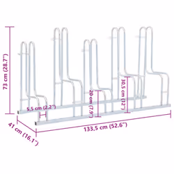 vidaXL Bicycle Stand for 5 Bikes Floor Freestanding Indoor Galvanised Steel - Additional view 6