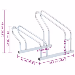 vidaXL Bicycle Stand for 2 Bikes Floor Freestanding Indoor Galvanised Steel - Additional view 3