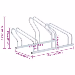 vidaXL Bicycle Stand for 3 Bikes Floor Freestanding Indoor Galvanised Steel - Additional view 6