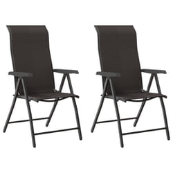 vidaXL Folding Garden Chairs Foldable Outdoor Chair Lounge Chair Poly Rattan - black, 2 pcs
