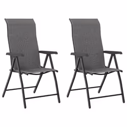 vidaXL Folding Garden Chairs Foldable Outdoor Chair Lounge Chair Poly Rattan - grey, 2 pcs