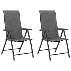 vidaXL Folding Garden Chairs Foldable Outdoor Chair Lounge Chair Poly Rattan - grey, 2 pcs