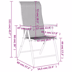 vidaXL Folding Garden Chairs Foldable Outdoor Chair Lounge Chair Poly Rattan - grey, 2 pcs - Additional view 10