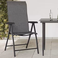 vidaXL Folding Garden Chairs Foldable Outdoor Chair Lounge Chair Poly Rattan - grey, 2 pcs
