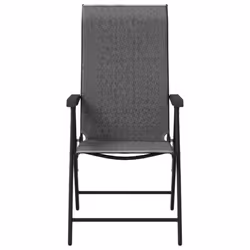 vidaXL Folding Garden Chairs Foldable Outdoor Chair Lounge Chair Poly Rattan - grey, 2 pcs - Additional view 4