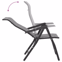 vidaXL Folding Garden Chairs Foldable Outdoor Chair Lounge Chair Poly Rattan - grey, 2 pcs - Additional view 7