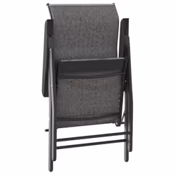 vidaXL Folding Garden Chairs Foldable Outdoor Chair Lounge Chair Poly Rattan - grey, 2 pcs - Additional view 8