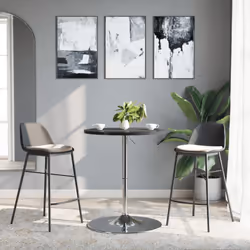 vidaXL Bar Table Kitchen Pub Table Black Engineered Wood and Chromed Steel - Additional view 2
