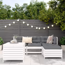 vidaXL Garden Sofa Set 5 Piece Outdoor Sofa Corner Sofa White Solid Wood Pine - Additional view 2