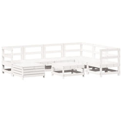 vidaXL Garden Sofa Set 8 Piece Outdoor Sofa Corner Sofa White Solid Wood Pine