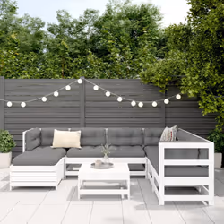 vidaXL Garden Sofa Set 8 Piece Outdoor Sofa Corner Sofa White Solid Wood Pine