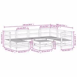 vidaXL Garden Sofa Set 8 Piece Outdoor Sofa Corner Sofa White Solid Wood Pine - Additional view 9