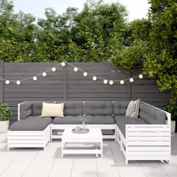 vidaXL Garden Sofa Set 8 Piece Outdoor Sofa Corner Sofa White Solid Wood Pine - Additional view 2