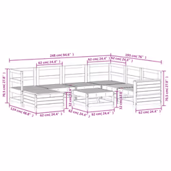 vidaXL Garden Sofa Set 8 Piece Outdoor Sofa Corner Sofa White Solid Wood Pine - Additional view 3