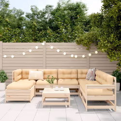 vidaXL Garden Sofa Set 8 Piece Outdoor Sofa Set Corner Sofa Solid Wood Pine