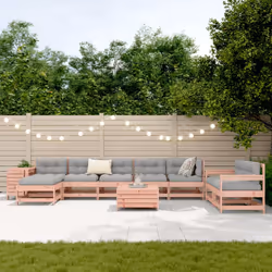 vidaXL Garden Sofa Set 10 Piece Outdoor Sofa Set Corner Sofa Solid Wood Pine - natural douglas