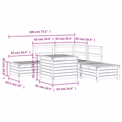 vidaXL Garden Sofa Set 6 Piece Outdoor Sofa Corner Sofa White Solid Wood Pine - natural impregnated - Additional view 10