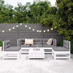 vidaXL Garden Sofa Set 6 Piece Outdoor Sofa Corner Sofa White Solid Wood Pine - Additional view 2