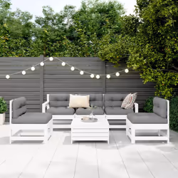 vidaXL Garden Sofa Set 6 Piece Outdoor Corner Sofa Solid Wood Douglas Fir - white - Additional view 2
