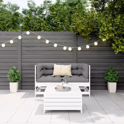 vidaXL Garden Sofa Set 3 Piece Outdoor Sofa Corner Sofa White Solid Wood Pine - Additional view 2