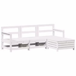 vidaXL Garden Sofa Set 4 Piece Outdoor Sofa Set Corner Sofa Solid Wood Pine - white pine