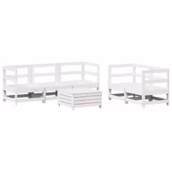 vidaXL Garden Sofa Set 6 Piece Outdoor Sofa Corner Sofa White Solid Wood Pine