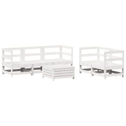 vidaXL Garden Sofa Set 6 Piece Outdoor Sofa Corner Sofa White Solid Wood Pine