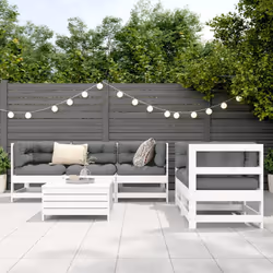 vidaXL Garden Sofa Set 6 Piece Outdoor Sofa Corner Sofa White Solid Wood Pine
