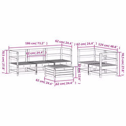 vidaXL Garden Sofa Set 6 Piece Outdoor Sofa Corner Sofa White Solid Wood Pine - Additional view 8