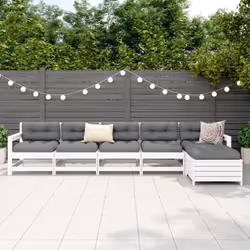 vidaXL Garden Sofa Set 6 Piece Outdoor Sofa Corner Sofa White Solid Wood Pine - Additional view 2