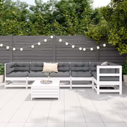 vidaXL Garden Sofa Set 7 Piece Outdoor Sofa Corner Sofa White Solid Wood Pine