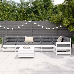 vidaXL Garden Sofa Set 7 Piece Outdoor Sofa Corner Sofa White Solid Wood Pine