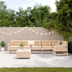 vidaXL Garden Sofa Set 7 Piece Outdoor Sofa Set Corner Sofa Solid Wood Pine