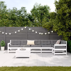 vidaXL Garden Sofa Set 7 Piece Outdoor Sofa Corner Sofa White Solid Wood Pine - white - Additional view 2