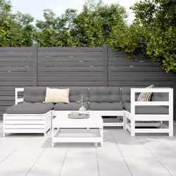 vidaXL Garden Sofa Set 7 Piece Outdoor Sofa Corner Sofa White Solid Wood Pine - white - Additional view 2