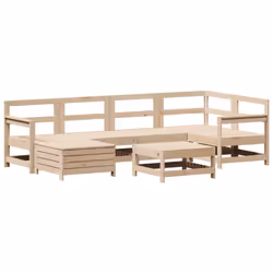 vidaXL Garden Sofa Set 7 Piece Outdoor Sofa Set Corner Sofa Solid Wood Pine - natural pine