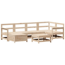 vidaXL Garden Sofa Set 7 Piece Outdoor Sofa Set Corner Sofa Solid Wood Pine - natural pine