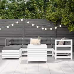 vidaXL Garden Sofa Set 7 Piece Outdoor Sofa Corner Sofa White Solid Wood Pine - Additional view 2