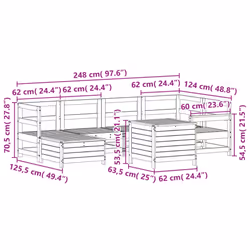 vidaXL Garden Sofa Set 7 Piece Outdoor Sofa Corner Sofa White Solid Wood Pine - Additional view 3