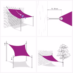 vidaXL Sunshade Sail Canopy Screen Balcony Awning Canopy HDPE Rectangular - sand, 3.6 x 3.6 x 3.6 m - Additional view 4