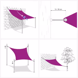 vidaXL Sunshade Sail Canopy Screen Balcony Awning Canopy HDPE Rectangular - sand, 5 x 6 x 6 m - Additional view 4