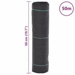 vidaXL Weed Membrane Garden Weed Barrier Fabric Weed Control Ground Cover PP - black, 0.5 x 50 m