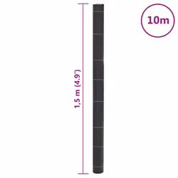 vidaXL Weed Membrane Garden Weed Barrier Fabric Weed Control Black 1.5x10 m PP