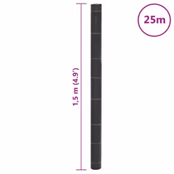 vidaXL Weed Membrane Garden Weed Barrier Fabric Weed Control Black 1.5x25 m PP