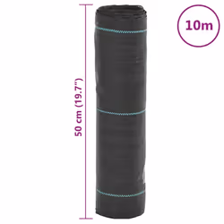 vidaXL Weed Membrane Weed Barrier Fabric Weed Control Ground Cover Black PP - 0.5 x 10 m